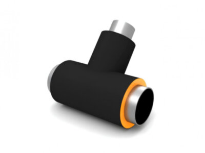 Тройник стальной в изоляции ППУ-ПЭ 426х10,0/630-159х6,0/280