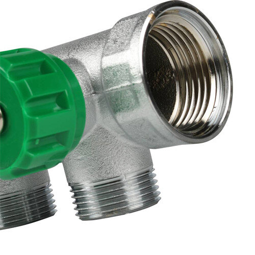 Коллектор распределительный FAR FK 3822 3 отвода ВР-НР 1"х1/2" DN 25 PN 16 с регулирующими клапанами