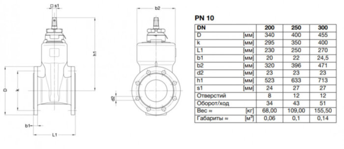 Задвижка VAG BETA 200 DN 200 PN 10 клиновая короткая