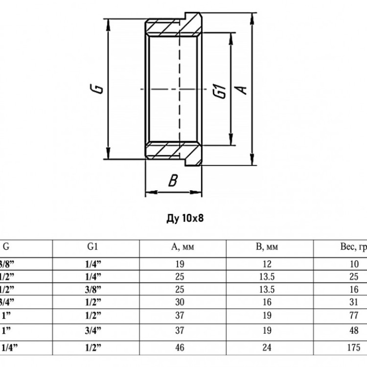 Футорка VALFEX VF.581 ВР-НР 3/8"x1/4" Ду 10x8 Ру 40 никелированная латунная 2