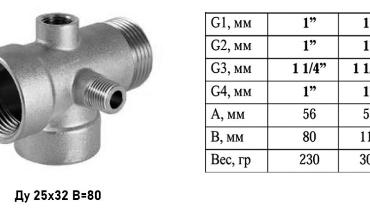 Штуцер VALFEX VF.600 ВР-НР 1"x1 1/4" Ду 25x32 Ру 40 B=80 латунный 2