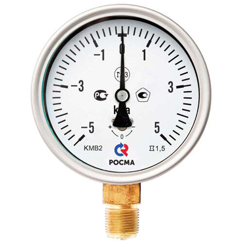 Мановакуумметр РОСМА КМВ-22Р (-1...3 кПа) Дкорп=100мм кл. 1,5 G1/2" для низких давлений газов радиальный 00000002257