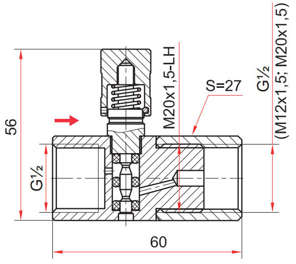Кнопочный запорный клапан Росма АГ-М 0-2,4 Мпа G1/2" 00000041368