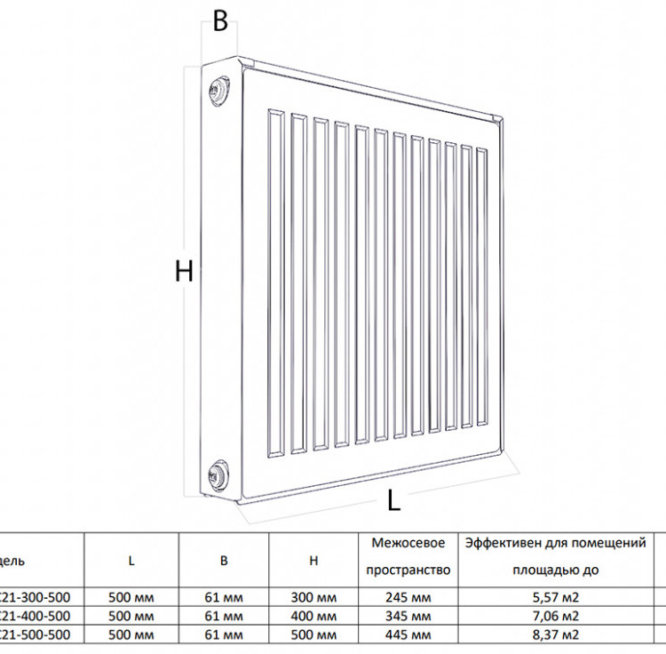 Радиатор панельный Royal Thermo COMPACT C21-300-500 Silver Satin 2