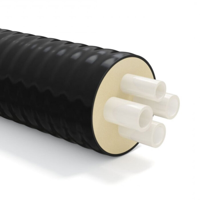 Гибкая труба в ППУ изоляции ТВЭЛ-ПЭКС-4 6 бар 2х32+2х25/140