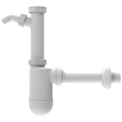 Сифон для умывальников HL132.1/40 DN40х5/4" c возм. подкл. стиральной машины, с декор. розеткой, горизонтальный выпуск