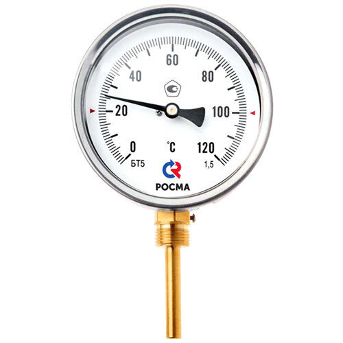 Термометр РОСМА БТ-32.211-46 Дкорп=63мм 10 МПа кл. 2,5 G1/2" Tраб = 0...+160°C биметаллический радиальный 00000002446