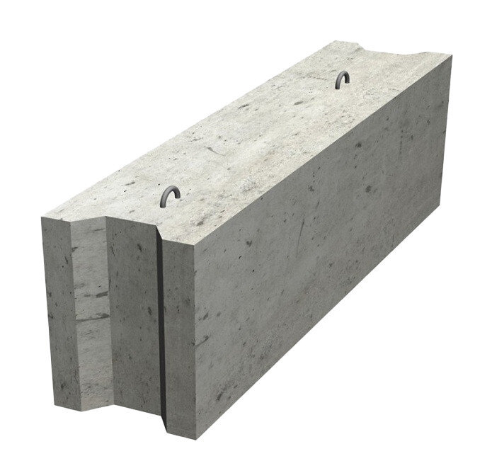 Фундаментный блок сплошной ФБС 12.4.6т ГОСТ 13579-78 (1180x400x580)