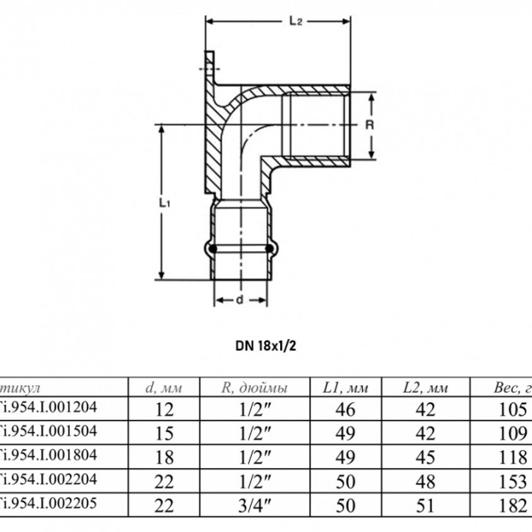 Водорозетка VALTEC VTi.954.I ВР 1/2" DN 18x15 PN 16 нержавеющая сталь 2