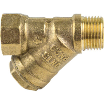 Фильтр сетчатый латунный Aquasfera 4002 DN 15 PN 20 резьба - 1/2'', косой, резьбовой ВР-НР, 4002-01