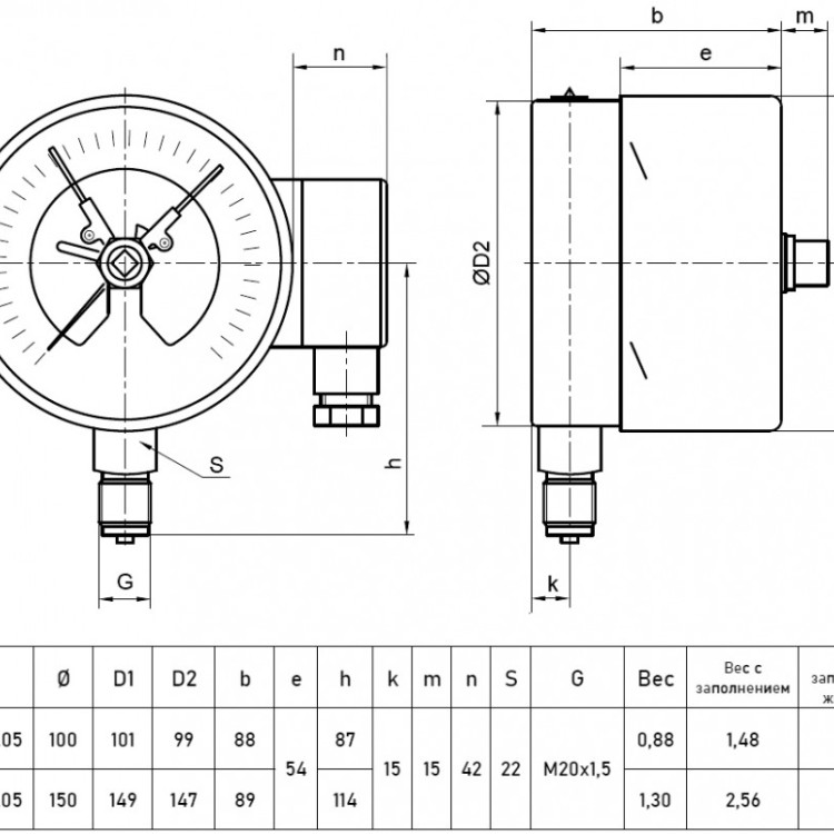 Вакуумметр РОСМА ТВ-621Р.05 (-0,1...0 МПа) Дкорп=150мм кл. 1,5 M20x1,5 коррозионностойкий виброустойчивый с ЭКП радиальный 00000013617 2