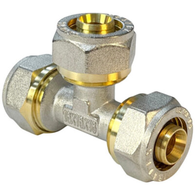 Тройник обжимной VALFEX VF.331.N Ду 26 Ру 25 никелированный латунный