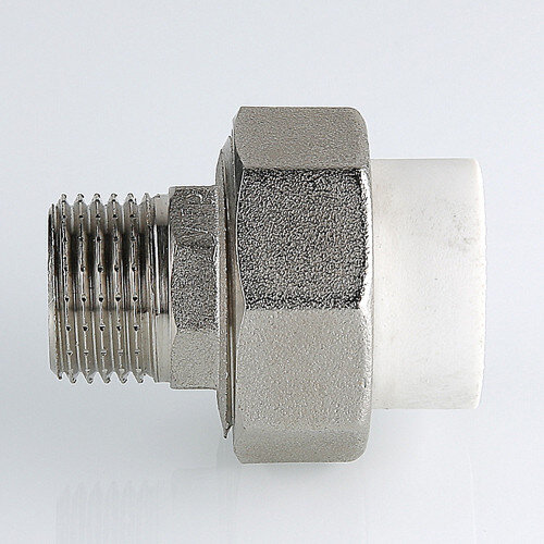 Соединение разъёмное VALTEC VTp.761 НР 1 1/2" DN 50x40 PN 25 с накидной гайкой комбинированное полипропиленовое