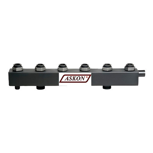 Коллектор распределительный Askon Стандарт+ КК-32М/125/50/3+2 5-ти контурный ВР-НР 1 1/4"x2" Ду 32 Ру 6 без теплоизоляции