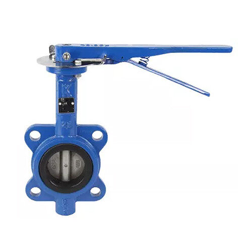 Затвор Kvant Ду 200 Ру 16 дисковый поворотный межфланцевый корпус-чугун GG25 диск-нержавеющая сталь NBR с рукояткой