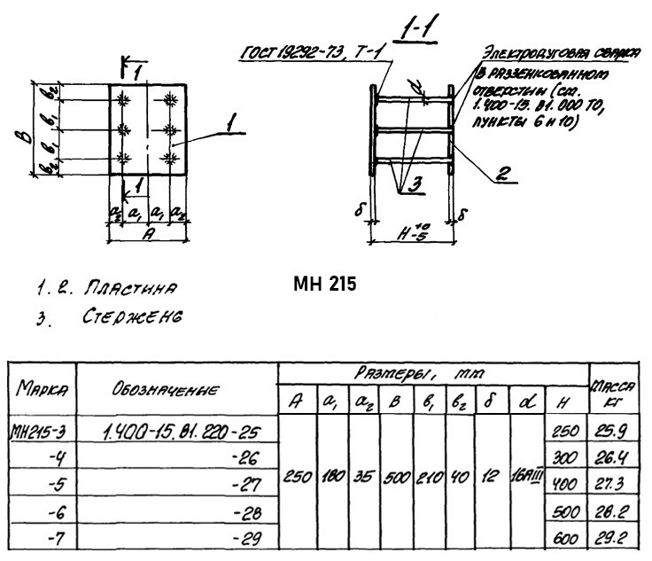 Закладная деталь МН 215-7 для железобетонных конструкций 1.400-15.В1.220-29 2