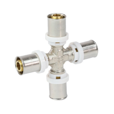 Крест латунный Aquasfera 8014 DN 16.4 PN 16 резьба - 16.4, покрытие - никель, прессовый, 8014-01