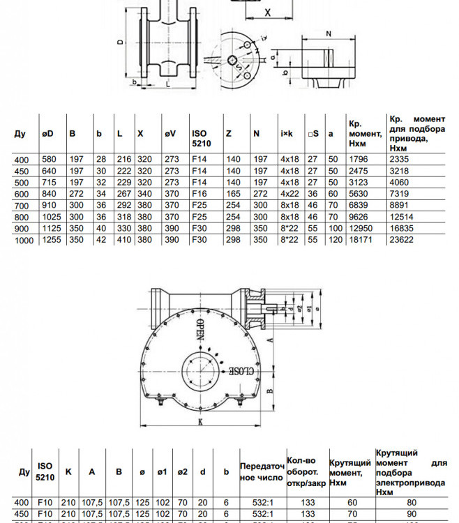 Затвор дисковый чугунный Benarmo 2110RA DN 800 PN 10/16 поворотный фланцевый с редуктором под электропривод 2