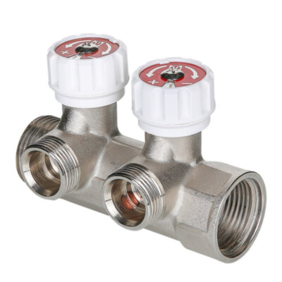 Коллектор распределительный VALTEC VTc.570.NE.0604 4 отвода ВР-НР 1"x3/4" DN 25 PN 10 с регулирующими клапанами