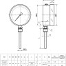 Термометр РОСМА БТ-52.220-250 Дкорп=100мм 10 МПа кл. 1,5 G1/2" Траб = 0…+200°C биметаллический коррозионностойкий готовый к гидрозаполнению, радиальный 00000032100 2
