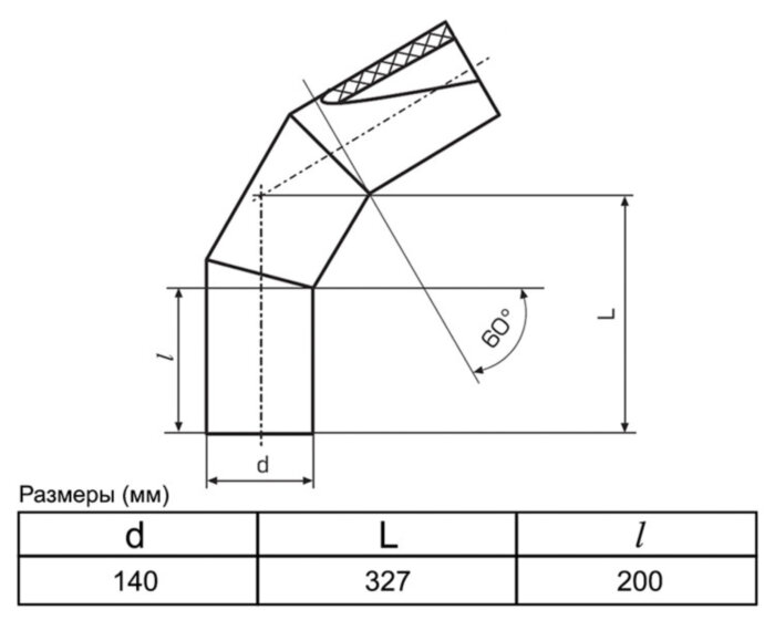 Отвод 140 мм SDR13,6 60° ПЭ100 сварной сегментный ПНД