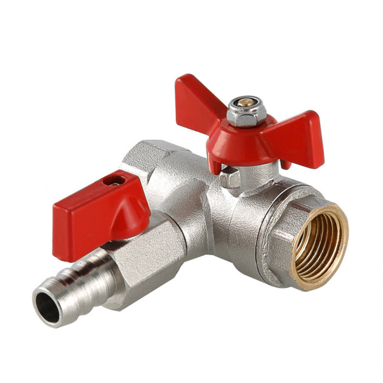Кран шаровой VALTEC 1/2" Ду15 Ру40 с обратным клапаном и дренажом VT.248.N.04 1