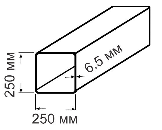 Труба 250х250х6,5 ст20 ГОСТ 30245-2003 стальная квадратная профильная для строительных конструкций