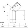 Отвод 1400 мм SDR21 45° ПЭ100 сварной сегментный ПНД 2