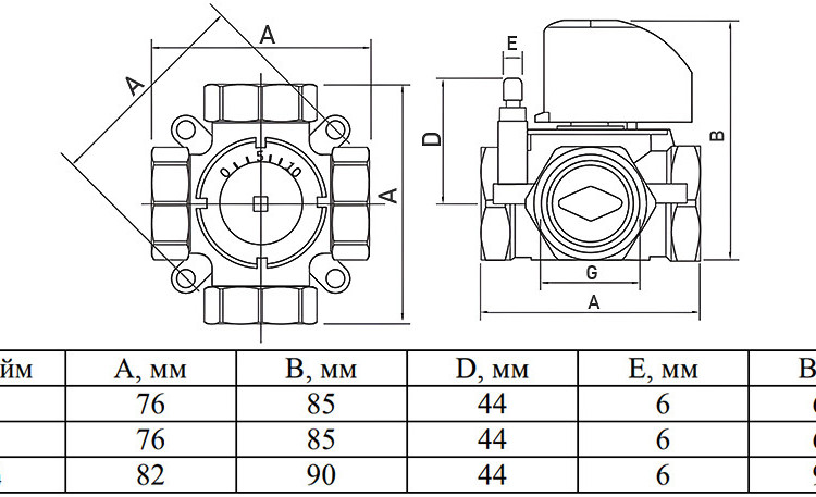 Клапан смесительно-разделительный VALTEC VT.MIX04.G.07 1 1/4" DN 32 PN 10 четырехходовой 2