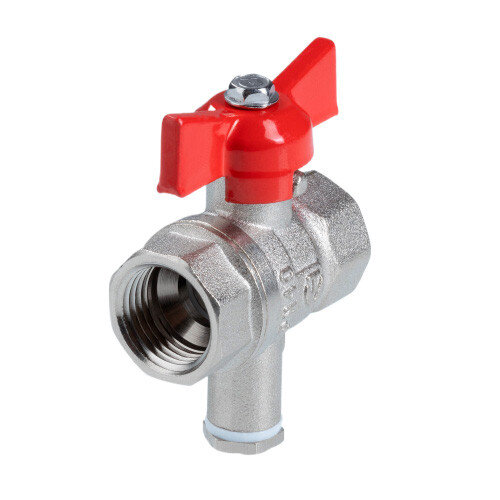 Шаровой кран VALTEC СТАНДАРТ 1/2" Ду15 Ру40 никелированный для подключения датчика температуры VT.128.N.04