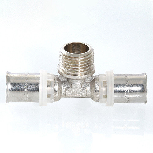 Тройник переходной VALTEC VTm.233 НР 1/2" DN 20x15x16 PN 10 латунный никелированный