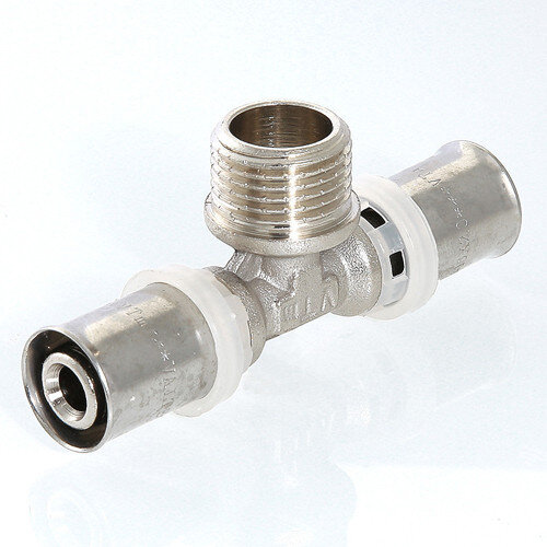 Тройник переходной VALTEC VTm.233 НР 1/2" DN 20x15x16 PN 10 латунный никелированный