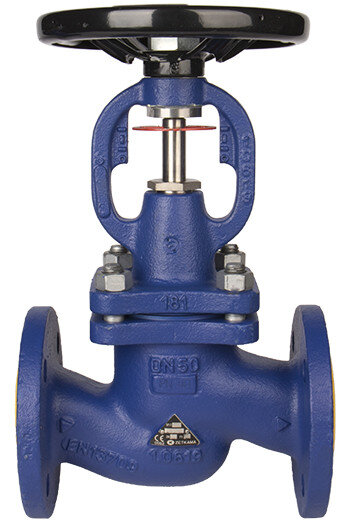 Вентиль запорный сильфонный Zetkama 234A Ду125 Ру16 чугунный фланцевый zBEL 234A125C01