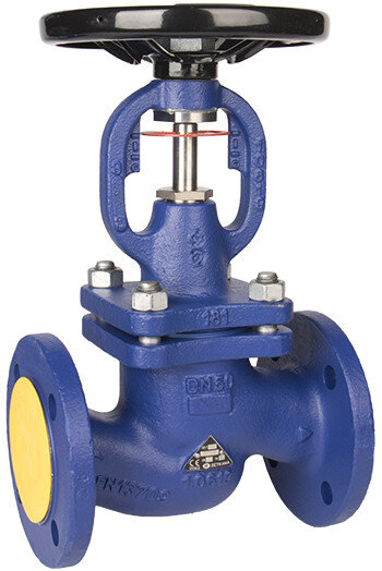 Вентиль запорный сильфонный Zetkama 234A Ду125 Ру16 чугунный фланцевый zBEL 234A125C01