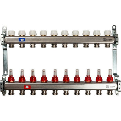 Коллектор STOUT с расходомерами 10 выходов