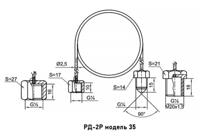 Трубка капиллярная РОСМА РД-2Р м. 35 L=3 м Дкорп=2,5 мм 3,5 МПа G1/4" 00000033222