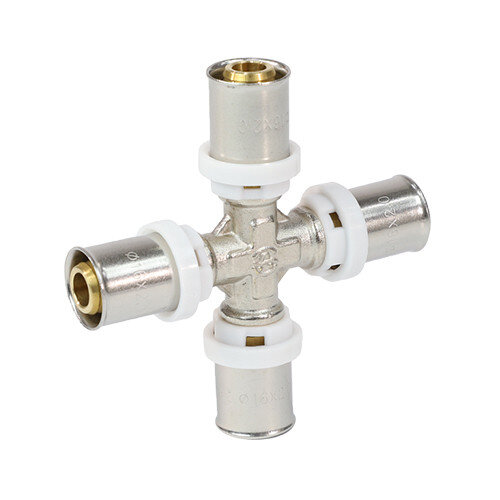 Крест латунный Aquasfera 8014 DN 20.4 PN 16 резьба - 20.4, покрытие - никель, прессовый, 8014-02