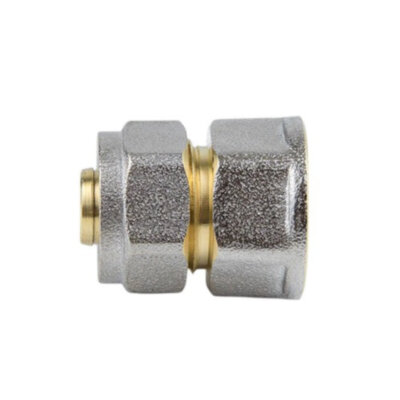 Соединитель латунный Aquasfera 7002 DN 15x16 PN 16 резьба - 1/2'', покрытие - никель, резьбовой ВР/компрессионный, 7002-01
