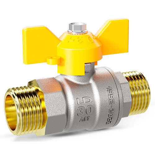 Кран шаровой латунный LD Pride 47.15.Н-Н.Б GAS Ду 15 Ру 40 резьба (НР-НР) 1/2", никелированный неполнопроходный
