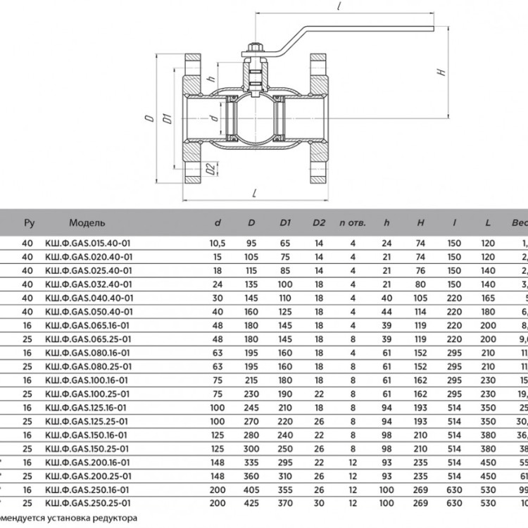 Кран шаровой газовый ALSO КШ.Ф.GAS.150.25-01 Ду 150 Ру 25 стандартнопроходный фланцевый 2