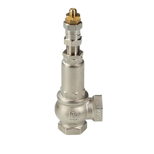 Клапан предохранительный VALTEC VT.1831.N.09 2" DN 50 PN 16 малоподъемный, пружинный, регулируемый, прямого действия, резьбовой, с возможностью ручного открывания, латунный с никелевым покрытием