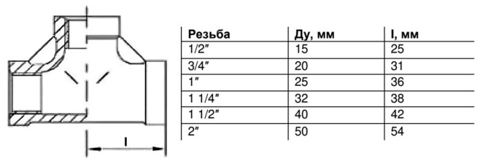 Тройник Benarmo DN 40 PN 16 (1 1/2") ВР