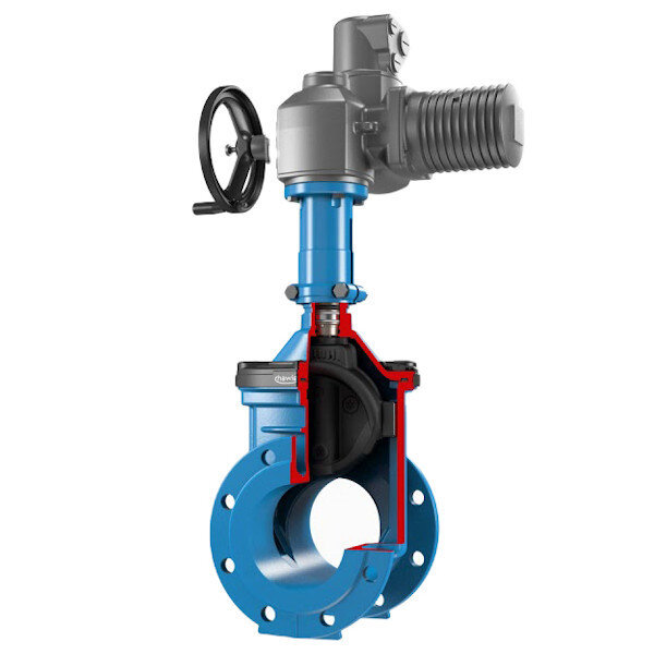 Задвижка HAWLE 4000ELE3 DN 125 мм PN 10/16 фланцевая клиновая чугунная с переходником для э/привода с обрезиненным клином
