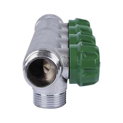 Коллектор распределительный STOUT SMB 6850 4 отвода ВР-НР 3/4" DN 20 PN 16 с регулирующими клапанами