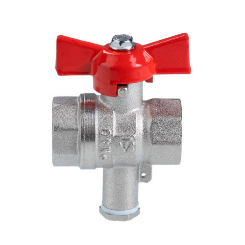Шаровой кран VALTEC СТАНДАРТ 1/2" Ду15 Ру40 никелированный для подключения датчика температуры VT.128.N.04 2