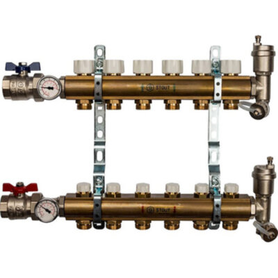 Распределительный коллектор STOUT без расходомеров 6 выходов