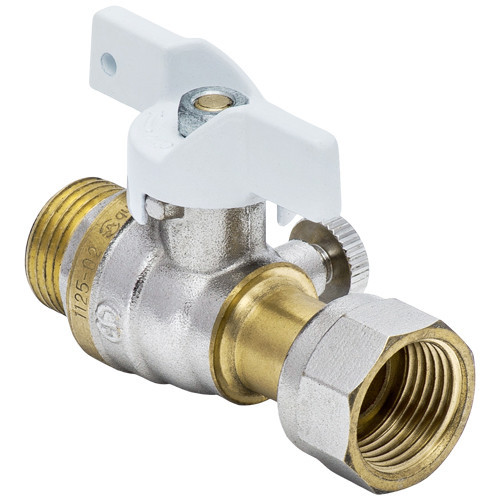 Кран шаровой латунный для манометра Aquasfera Standard 1125 DN 20 PN 40 резьба - 1/2''x1/2'', покрытие - никель, полнопроходной резьбовой НР-ВР с накидной гайкой, ручка-бабочка белая 1125-02 3