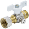 Кран шаровой латунный для манометра Aquasfera Standard 1125 DN 20 PN 40 резьба - 1/2''x1/2'', покрытие - никель, полнопроходной резьбовой НР-ВР с накидной гайкой, ручка-бабочка белая 1125-02 1