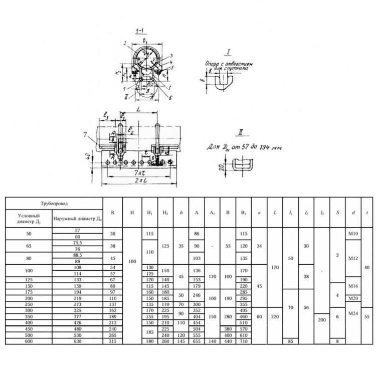 Опора ОПХ3-100.630 Ду 630 мм ОСТ 36-94-83 подвижная 2