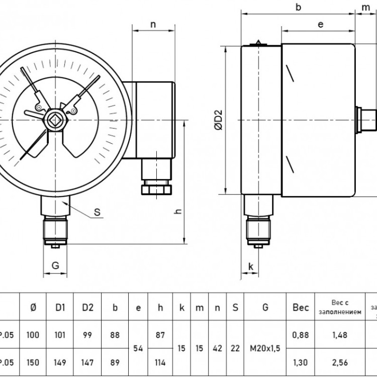 Мановакуумметр РОСМА ТМВ-621Р.05 (-0,1...0,5 МПа) Дкорп=150мм кл. 1,5 M20x1,5 коррозионностойкий виброустойчивый с ЭКП радиальный 00000014407 2
